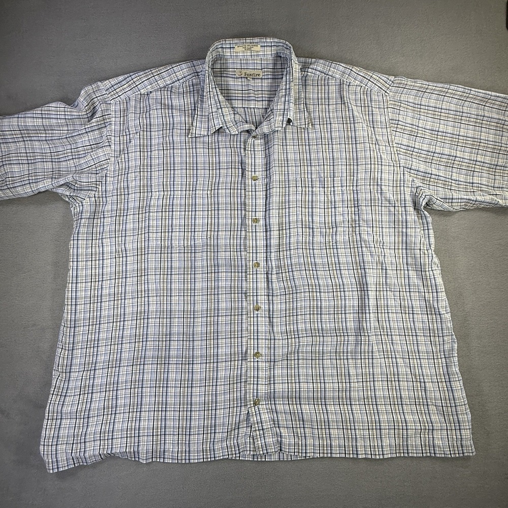 Foxfire Mens 3XB Plaid Shirt Pearl Snap Button Short Sleeve Chest Pockets